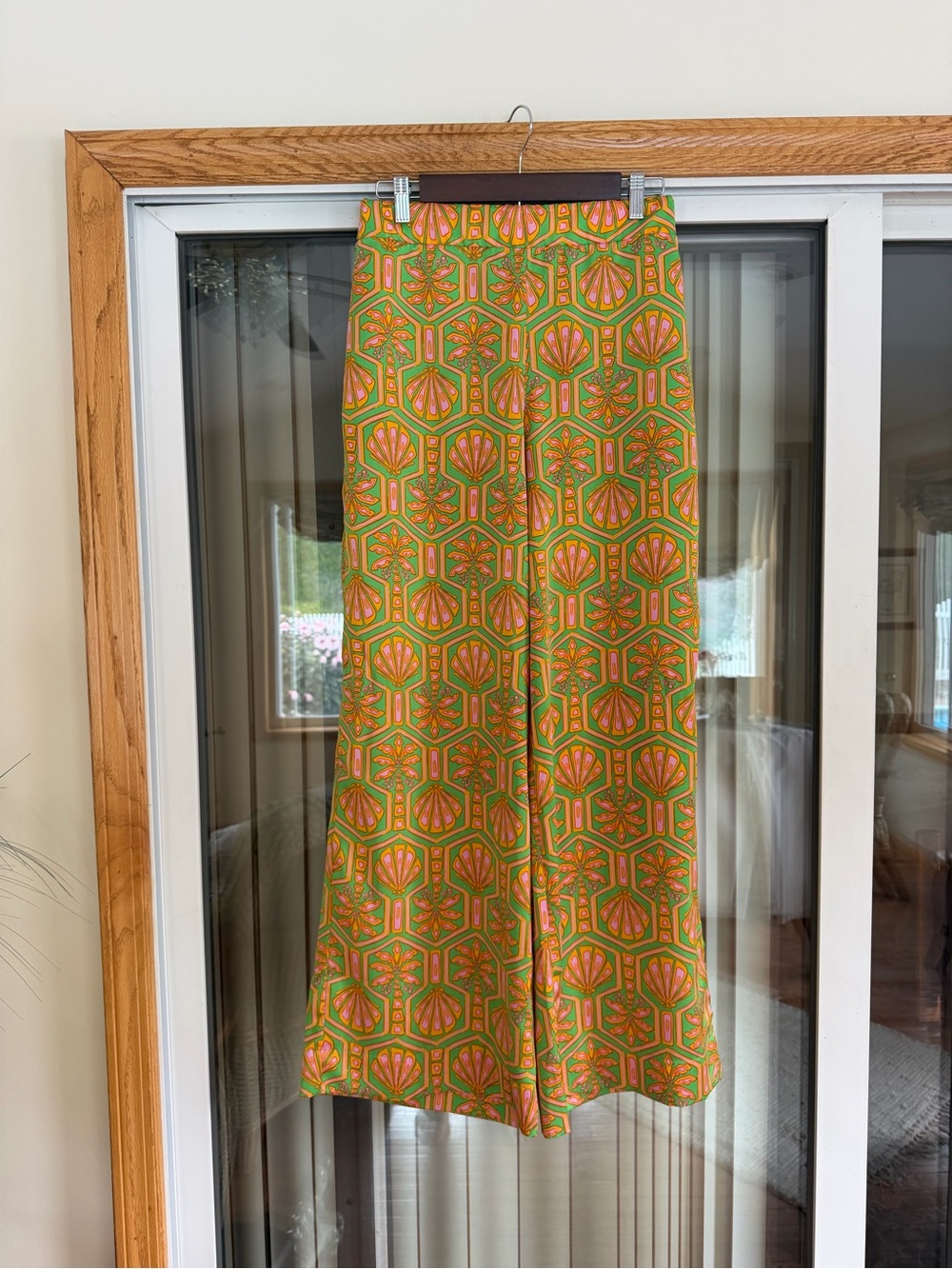 NWOT Show Me Your MuMu Landon Wide-Leg Pants in Green & Orange & Pink Seashell